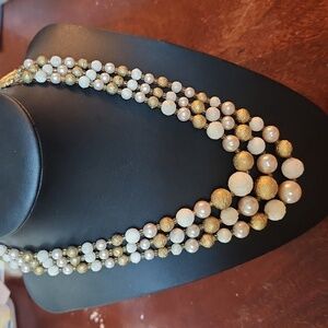 Vintage Japan triple strand beaded necklace‎